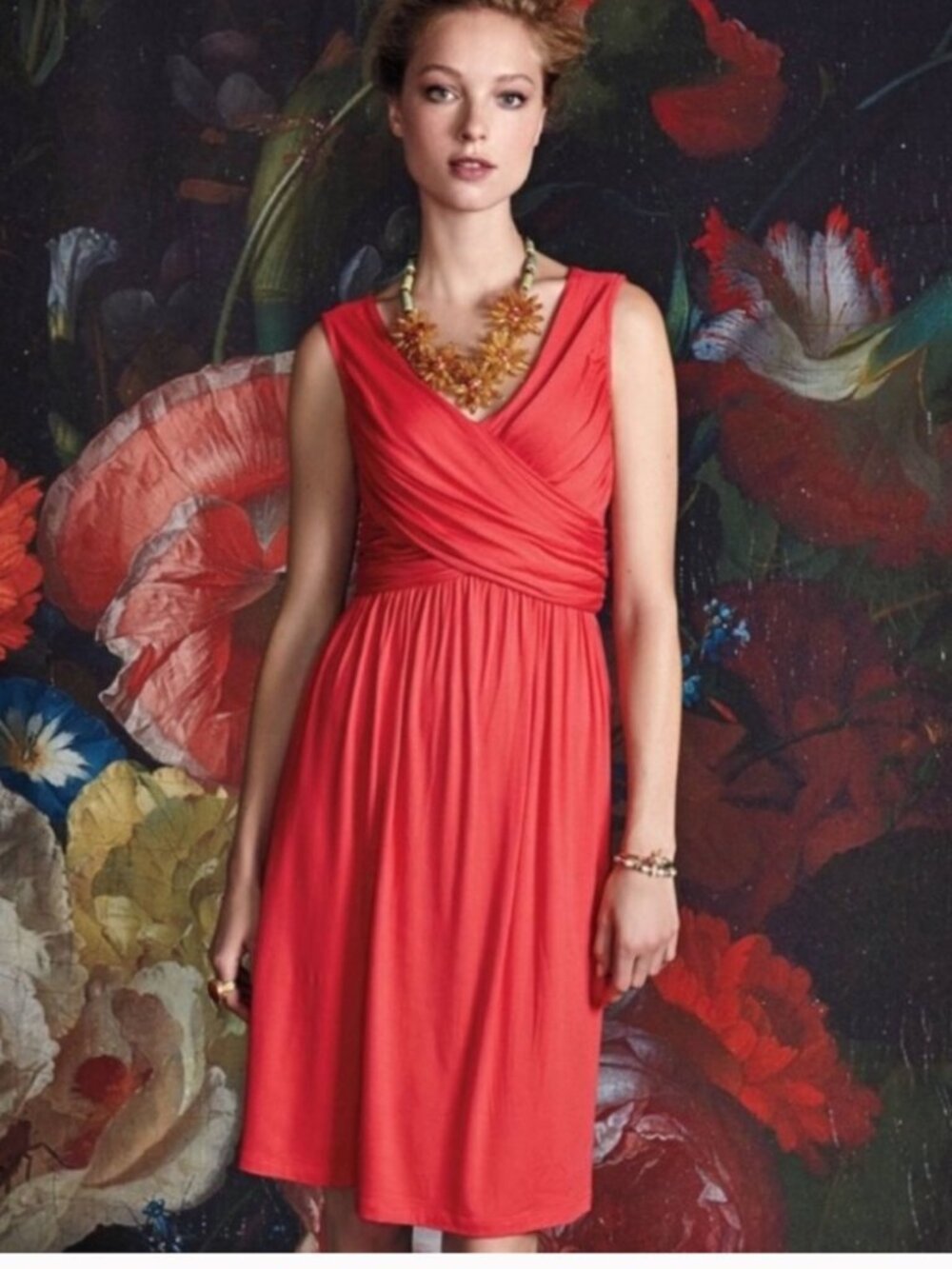 Anthropologie Girls From Savoy Elementary Wrap Dress Red Jersey Medium